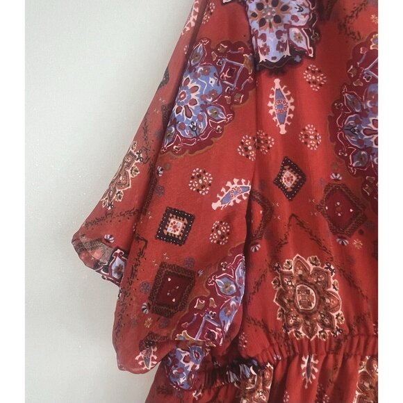 Maurices Flowy Sheer Lined Sienna Medallion Midi Dress ~ Plus Size 1X ~ NEW NWT - Picture 3 of 9